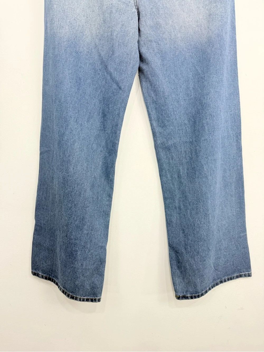 Cali 1850 Blue Medium Wash Silver Studded Wide Leg High Rise Denim Jeans NEW - Picture 10 of 16
